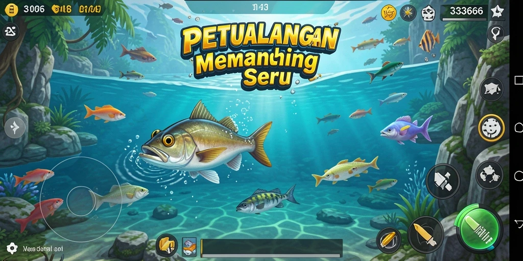 Gameplay <strong>333666</strong> yang menampilkan aksi memancing seru.