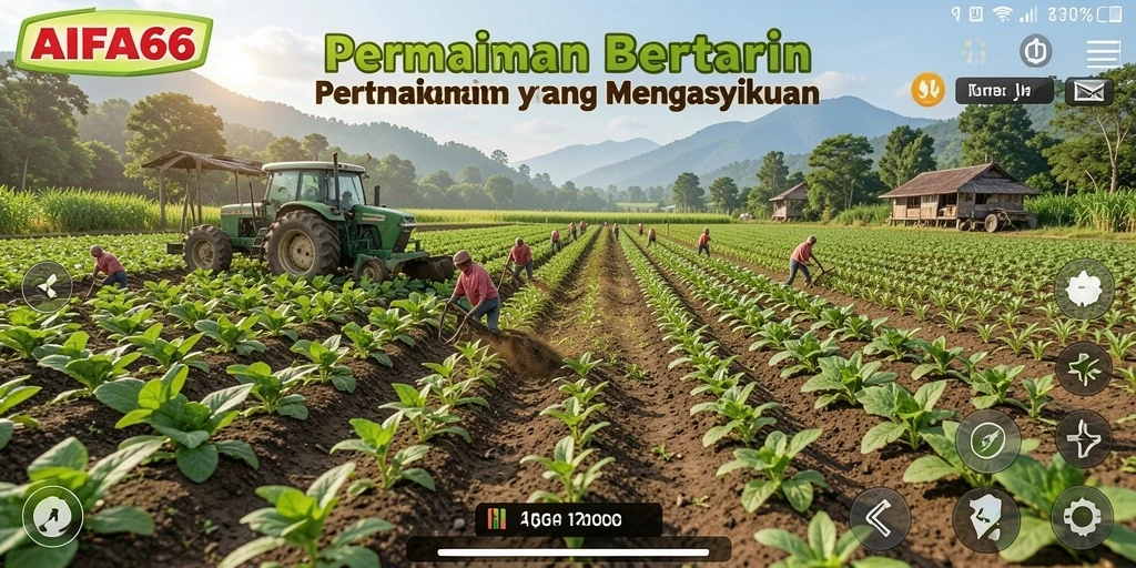 Tangkapan layar AIFA66 menampilkan aksi bertani yang seru dan interaktif.