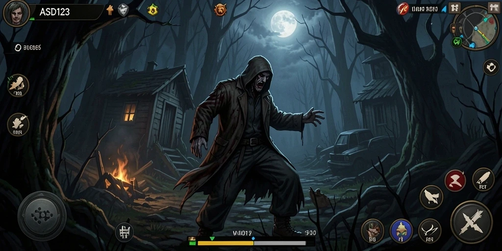 Screenshot gameplay ASD123 yang menunjukkan suasana horor yang mendebarkan.