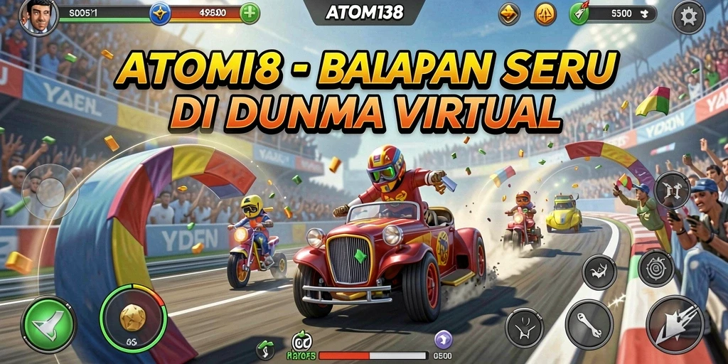 Tampilan gameplay balapan yang mendebarkan di ATOM138.