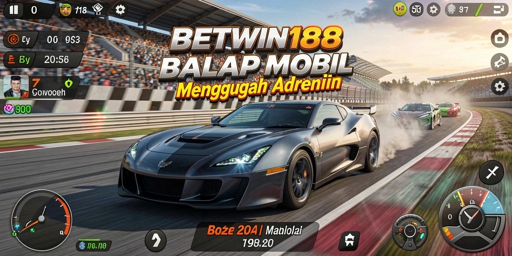 Screenshot utama menunjukkan aksi balapan yang intens dalam BETWIN188.