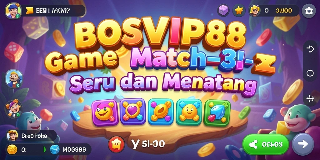 Tampilan gameplay seru BOSVIP88 dalam aksi Match-3 yang menantang.