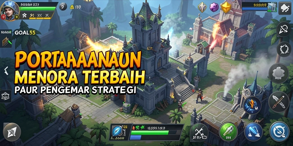 Tampilan gameplay menegangkan dalam GOAL55 yang menampilkan strategi Tower Defense.