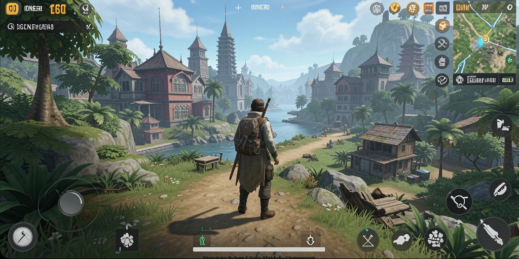 Screenshot gameplay IDNSERU menampilkan eksplorasi dunia terbuka.