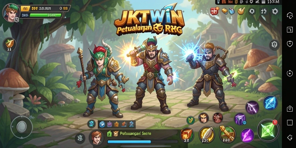 Tampilan gameplay JKTWIN yang menarik dalam pertempuran RPG.