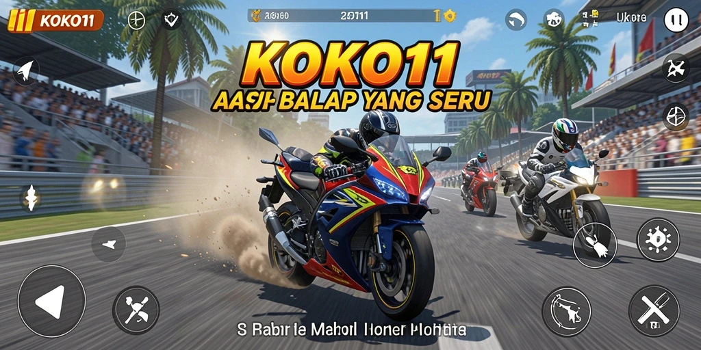 Screenshot menunjukkan aksi balapan motor yang mendebarkan di KOKO11.
