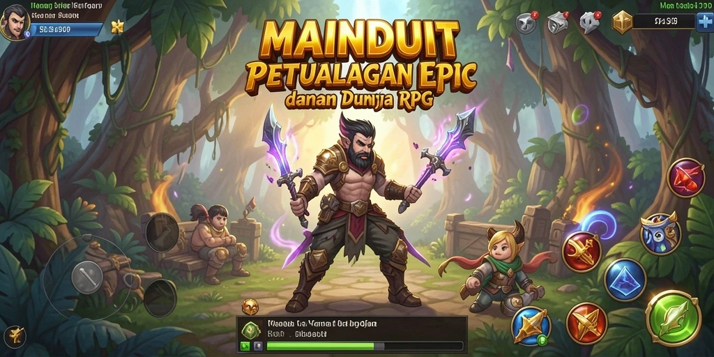 Tampilan gameplay MAINDUIT yang epik dalam petualangan RPG.