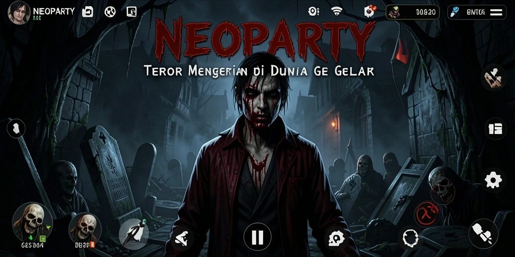 Cuplikan gameplay menyeramkan di NEOPARTY dengan suasana mencekam.