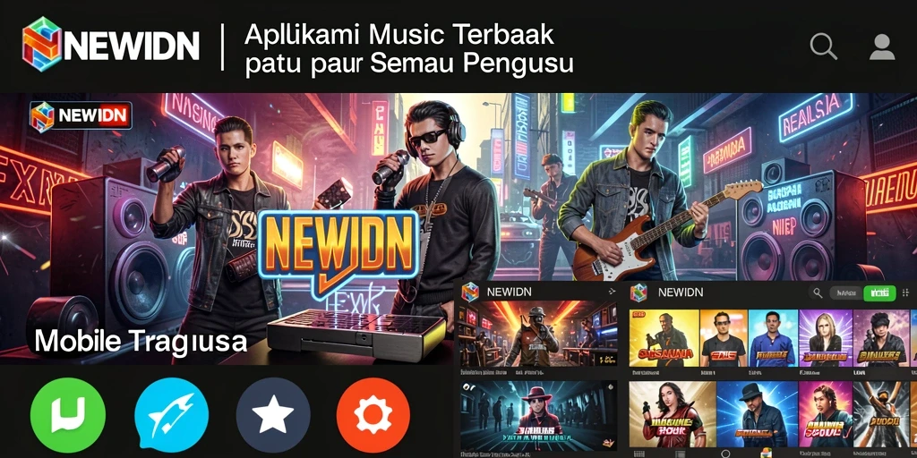 Tampilan gameplay interaktif NEWIDN dengan berbagai tantangan musik.