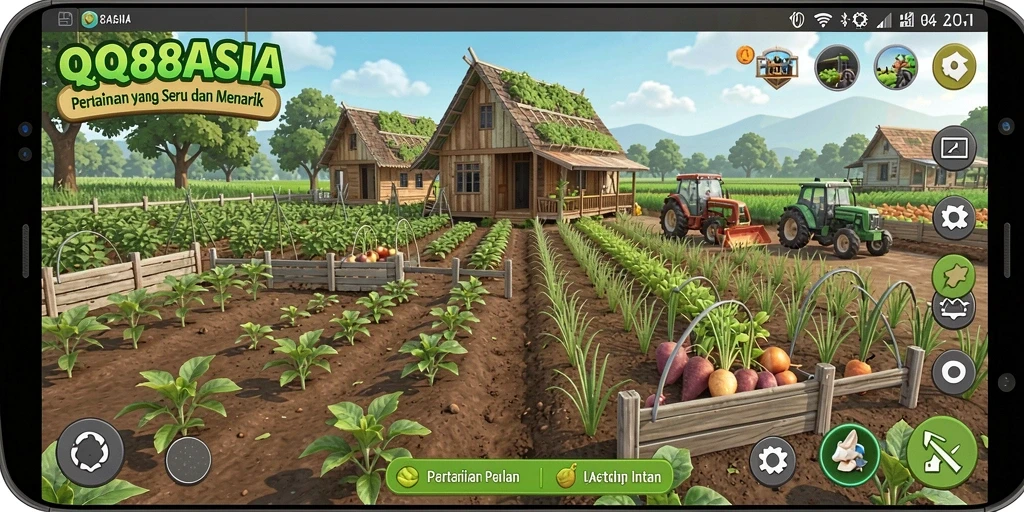 Screenshot gameplay QQ88ASIA dengan aktivitas pertanian yang menarik.