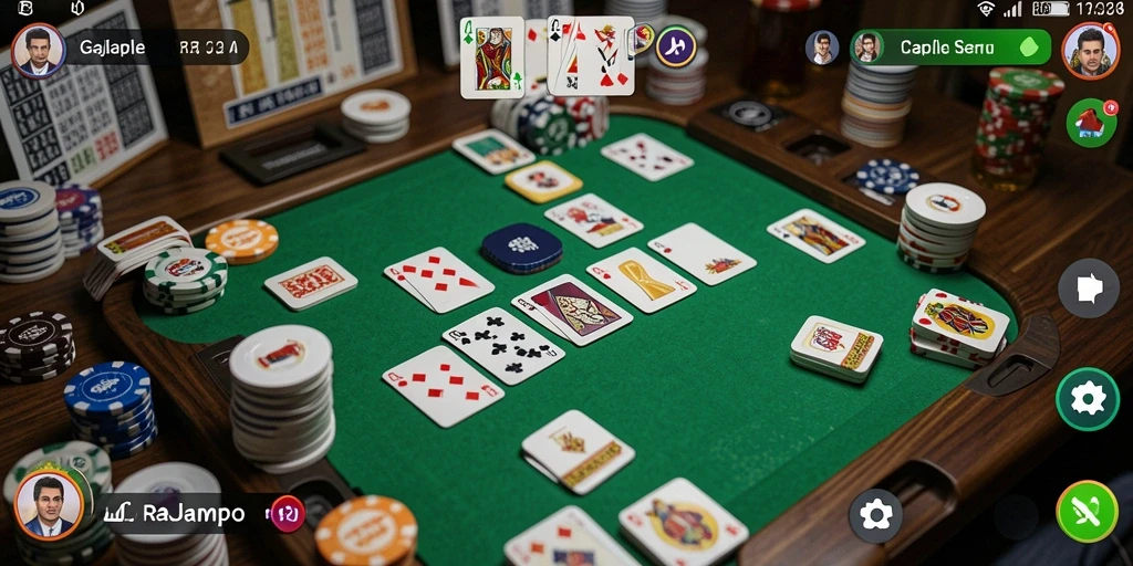 Screenshot gameplay RAJAMPO yang menampilkan permainan Gaple seru.