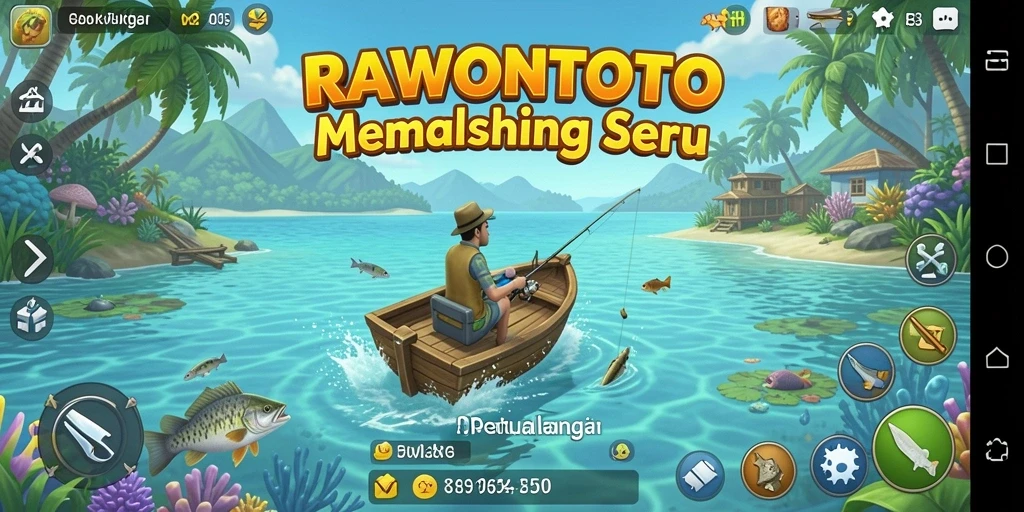 Screenshot gameplay <strong>RAWONTOTO</strong> menunjukkan pengalaman memancing yang mendebarkan.