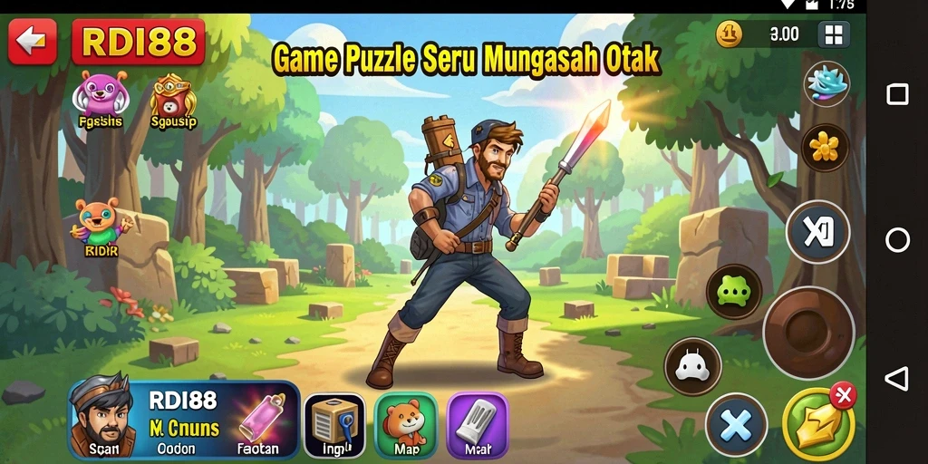 Tampilan screenshot RDI88 yang menampilkan tantangan gameplay Puzzle.