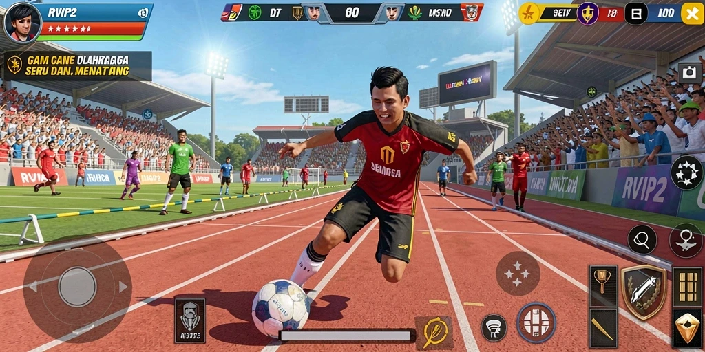 Gameplay <strong>RVIP2</strong> yang mendebarkan dalam pertandingan olahraga.