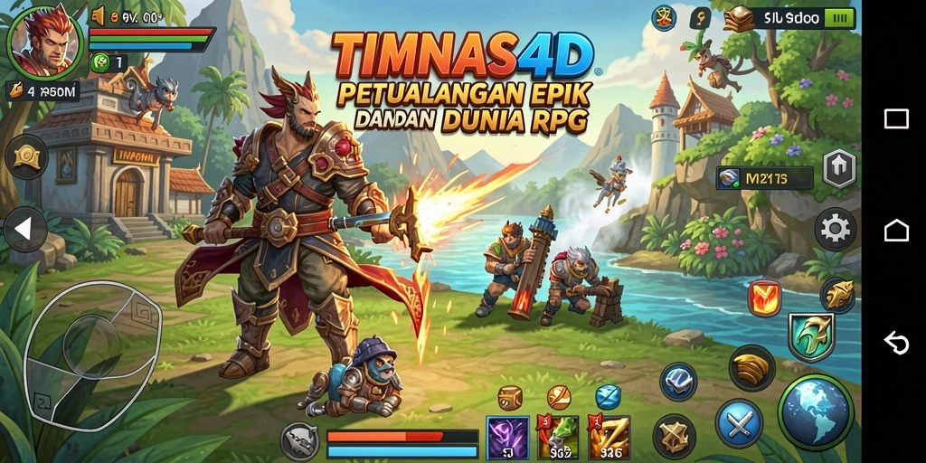Screenshot gameplay TIMNAS4D menampilkan pertarungan yang seru dan karakter yang menawan.