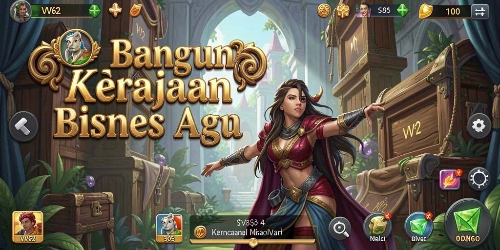 Tampilan gameplay menarik dari VV62 yang menunjukkan pengelolaan bisnis.
