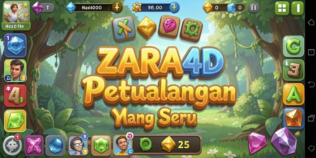 Screenshot ZARA4D menunjukkan gameplay menarik Match-3 yang penuh warna.